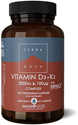 Terranova Vitamin D3 + K2 Complex - 2000iu & 100mcg - 100 Vegicaps, 100 count (Pack of 1)