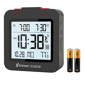 Small Digital Atomic Alarm Clock for Bedroom with Date & Temp