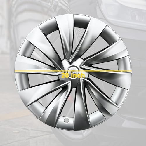 Hubcaps for Tesla Model Y Juniper 2025 2026, 20 Inch Wheel Covers with Center Caps, Cross-Spoke Design Rim Protectors, Easy Clip-On Installation, for Model Y Juniper Accessories (Silver) by Tlyard - Used condition - Image 7