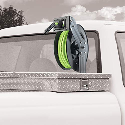 Flexzilla Open Face Retractable Air Hose Reel, 3/8 In. X 50 Ft., Heavy Duty, Lightweight, Hybrid, Zillagreen - L8611Fz #TOP6