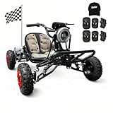 Zyliathor Electric Go Kart Adults/Kids - 48V 2000W Motor 12-31MPH, 6'' All-Terrain Tires, 10.4Ah(12+Mi), 440lbs Capacity, 3-Speed Modes LED Lights & Charger (Black)