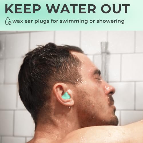 Image of Peace&Quiet PQ Wax Ear Plugs for Sleeping, Swimming - 50 Soft Noise Cancelling Silicone Gel Wax Earplugs for Sleep and Swimmers, Ear Protection with Sound Blocking Level of 32 Db, Green