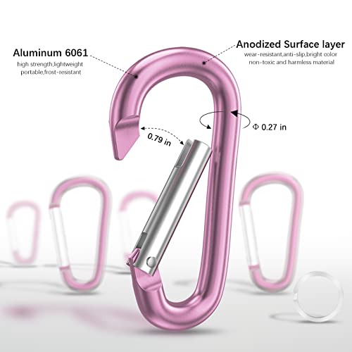 Image of sprookber 3 inch Aluminum Carabiner D Ring, Caribeener Clips, Spring Snap Hook for Keychain Clip, Set of 10