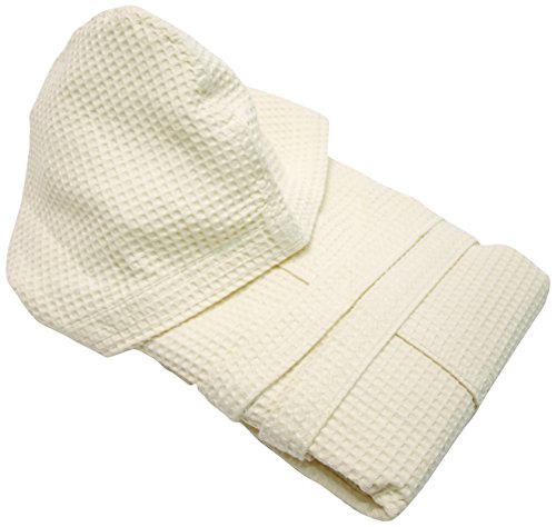 Colore: Beige (Colore Crema) Viscontea di Milano, Accappatoio con Cappuccio, in Cotone, a Nido d\'Ape, Beige (Cremefarben), S