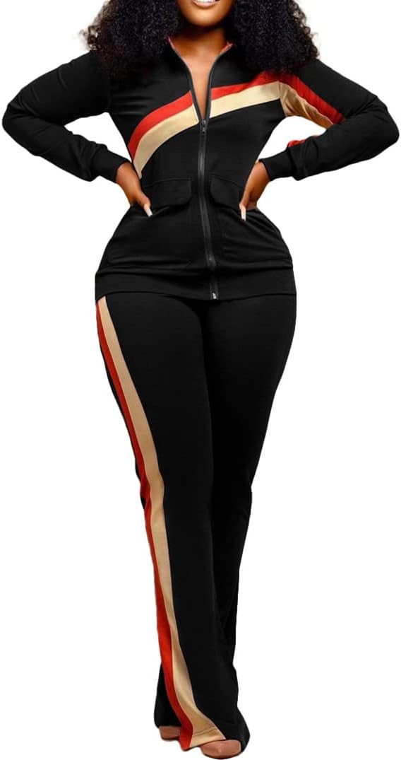 CCIGO Women's 2 Piece Outfits Sweatsuits Zip-up Hoodie Casual leopard Print Patchwork Jogger Tracksuit Set with Pockets