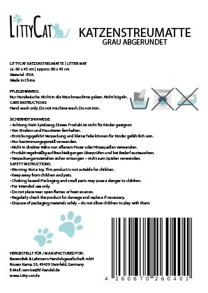 Littycat Katzenstreumatte abgerundet Katzenklo Matte Unterleger in der Größe 60x45cm, zweilagig, wasserdicht, weiche EVA-Matte mit Bienenwaben-Design, Anti-Rutsch, ideal für Katzenklos