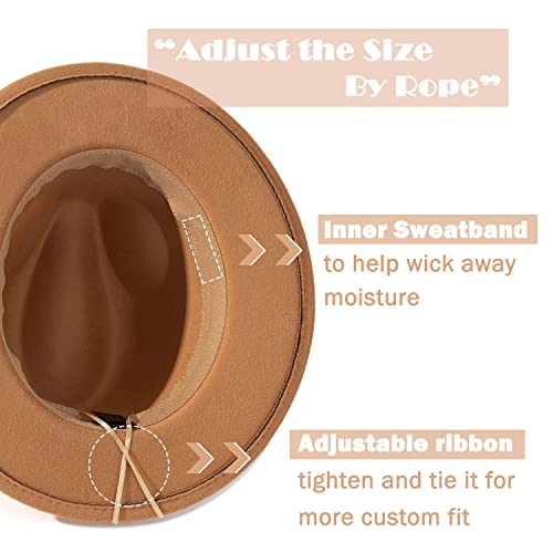 Image of Lisianthus Men & Women Vintage Wide Brim Fedora Hat | Classic Belt Buckle Decor, Adjustable Drawstring, Inner Breathable Sweatband, Timeless Style, Ideal for Travel & Daily