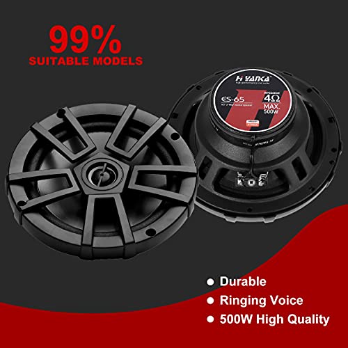 H Yanka 6.5 Car Speakers, Full Range Stereo 500 Watt Max 2-Way Coaxial Car Audio Speakers, Professional Car Door Speakers, Sound Stereo And No Distortion, Y30 Magnet Woofer And Ndfeb Tweeter (1 Pair) #TOP2