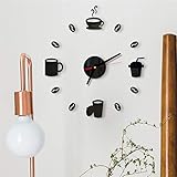 shamoluotuo 3D Large DIY Wall Clock Stickers with Mirror Surface Modern Mural Decals with Second Hand Frameless Acrylic Numbers Watch for Home Office School Decorations Gift, Coffee-A, Black