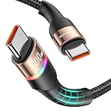 【Carga Rápida de Seguridad de 100 W】: Cable de carga rápida USB C con chip E-Mark se adapta de forma inteligente a sus dispositivos y se carga a una velocidad máxima de 20 V/5 A con una disipación de calor rápida, carga sus portátiles, tabletas y smartphones hasta en alta velocidad. Con el cable de carga rápida USB C puedes cargar tus dispositivos de forma rápida y cómoda hasta un 80 % en 30 minutos. Lo suficientemente potente como para cargar completamente una MacBook Pro en 1,8 horas.
