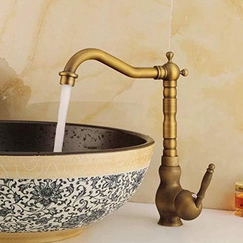 Robinet mitigeur de lavabo pivotant en bronze antique pour salle de bains