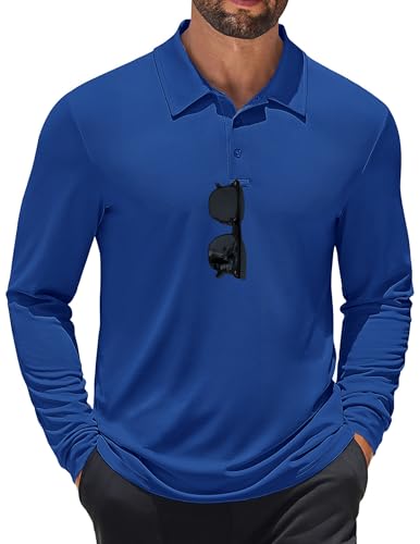 COOFANDY Men's Long Sleeve Polo Shirts Quick Dry Moisture Wicking Lightweight Golf Shirts Casual Collared Shirt