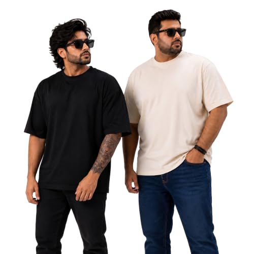Image of Men's Premium Soft Cotton T-Shirt Round Neck | Short Sleeves | 240 GSM Rich Cotton | Heavyweight | Plain Oversized Tee | Available in Plus Sizes | Everyday Wear