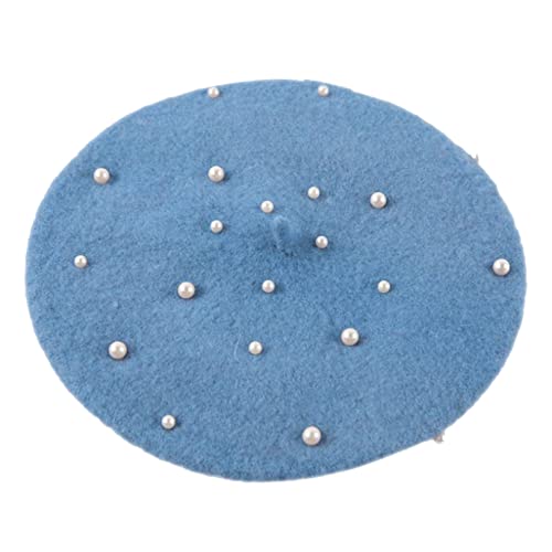 Jdshiso Beret Hats For Girls Pearls Beret Hat French Beret For Girls Octagonal Cap Children Cute Painter Hat Pearl Beanie Cap Sky Blue #TOP6
