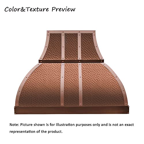 SINDA Hammered Copper Kitchen Oven Hood with Efficient Range Hood Insert, Lights & Baffle Filters, 30"W x 36"H, Wall Mount, Light Hammered-Antique Copper, H1STRLCW3036
