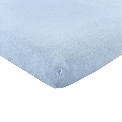 Image of Hudson Baby Unisex Baby Cotton Fitted Crib Sheet, Heather Light Blue, One Size