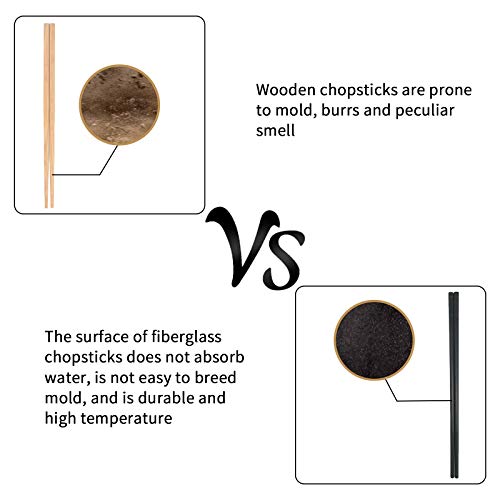 10 Pairs Chopsticks,9.5 Inch No Slip Fiberglass Chopsticks Resuable Dishwasher Safe，Use For Caterers, Restaurants, Buffets, Cafeterias, Diners, Cafes(Black) #TOP3