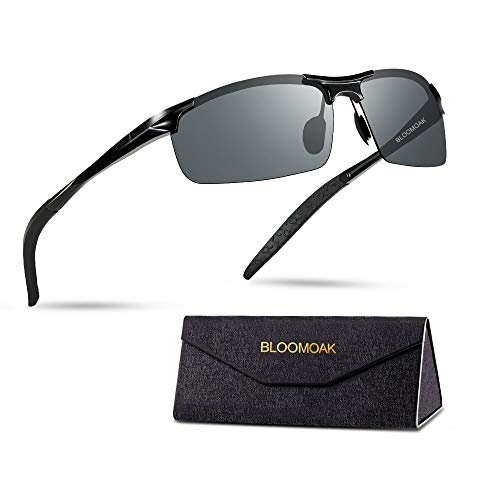 Bloomoak Polarized Sports Sunglasses, Al-Mg Metal Frame UV Protection Ultra Light, Suit for Men Women Travel Cycling Running Fishing Golf Glasses