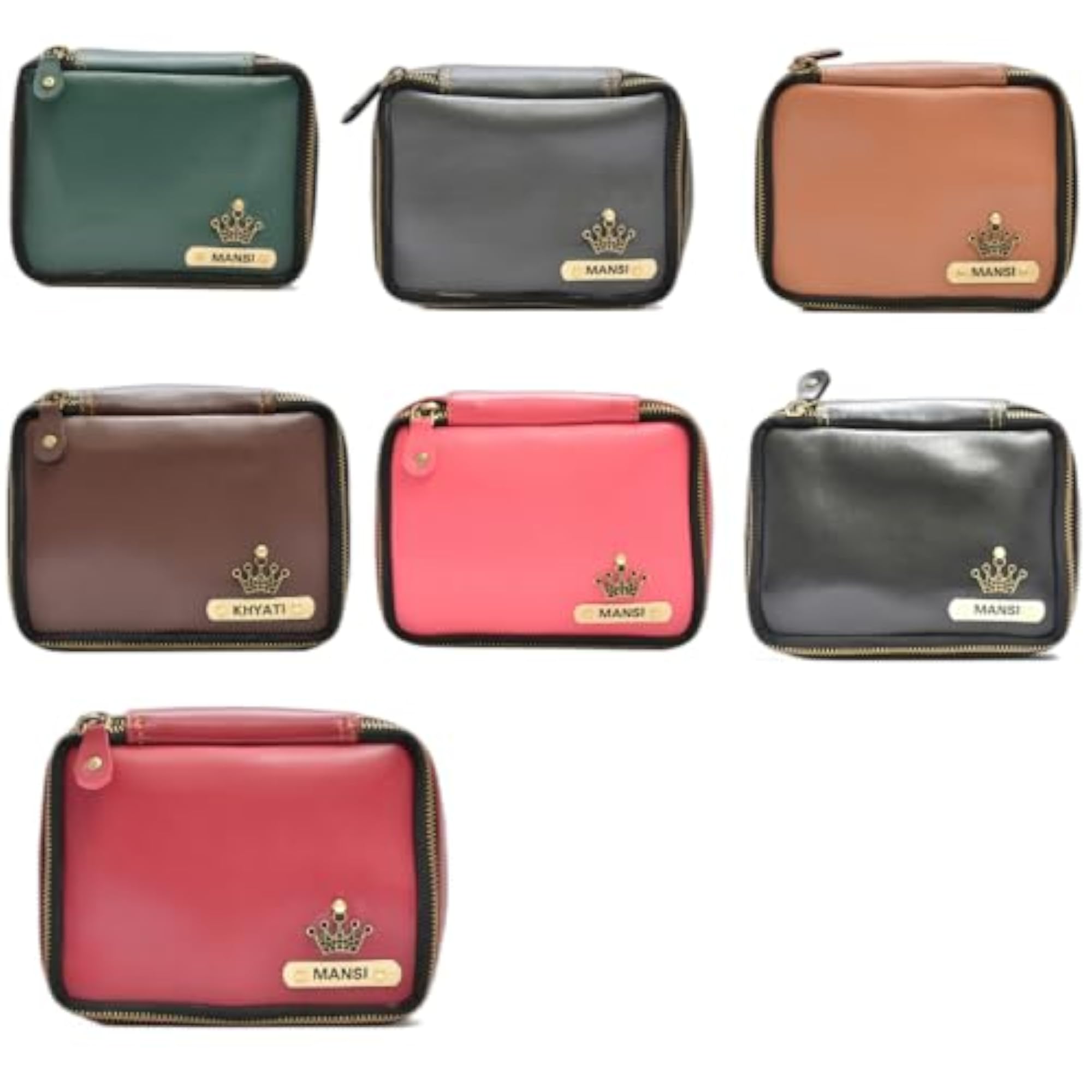 Customized Leather Mini Makeup Kit for Women, Personalized Pouch