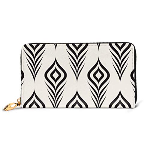 Preisvergleich Produktbild JHGFG Mode Handtasche Reißverschluss Brieftasche Vektor Nahtloses Muster Stilisierte Pfauenfeder Telefon Clutch Geldbörse Abendkupplung Blockieren Leder Brieftasche Multi Card