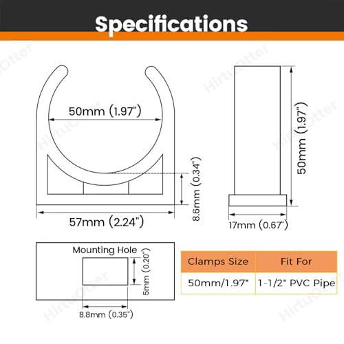 50mm/1.97\" (30 PCS) U-Shaped PVC Pipe Clamps (Gray), Hose Hanger Support, High Strength for Home Plumbing, TV Trays, Water Supply, Garden Tubing, PEX, UV Resistant, fit for 1-1/2\" PVC Pipe Sch40