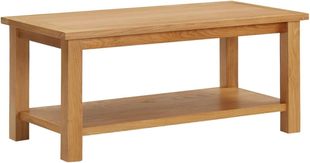 vidaXL Solid Oak Wood Coffee Table Wooden Couch Side End Accent Table for Living Room Home Office Hallway Display Furniture Storage Interior