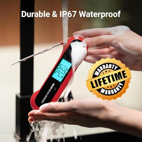 Professional 3X Faster 0.5sec Instant Read Meat Thermometer Digital, High Accuracy ±0.5°F, IP67 Waterproof, Auto Wake/Sleep & Rotate Display, NSF & NIST Certified, Backlight Fry Oil Candy Thermometer - image 4