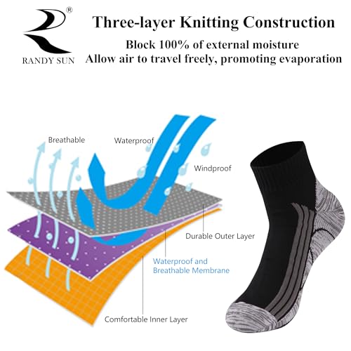 RANDY SUN Waterproof Socks, Unisex Cycling/Hunting/Fishing/Running Ankle Socks 1&2 Pair3