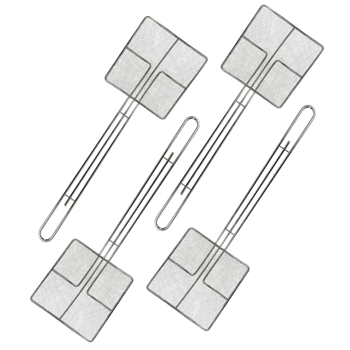 Wire mesh strainer with long handle, 4-pack, stainless steel