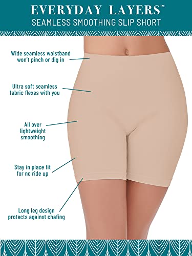 Vanity Fair Women's Lightweight Smoothing Slip Short (S-3Xl), Seamless Waistband-White, Large #TOP4