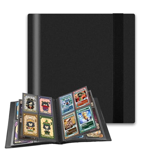 4-Pocket Trading Card Binder, 20 Pages Holding 160 Pockets, PU Trading Card Album Card Folder Card Binder Holder Album for MTG, TCG, Pokemon Yu-Gi-Oh, Basketball Sports Cards, Game Cards