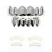 Gold Grillz 6 Teeth Mouth 24K Plated Gold Top & Bottom Grills Caps Set for Son + Extra Molding Bars + Microfiber Cloth