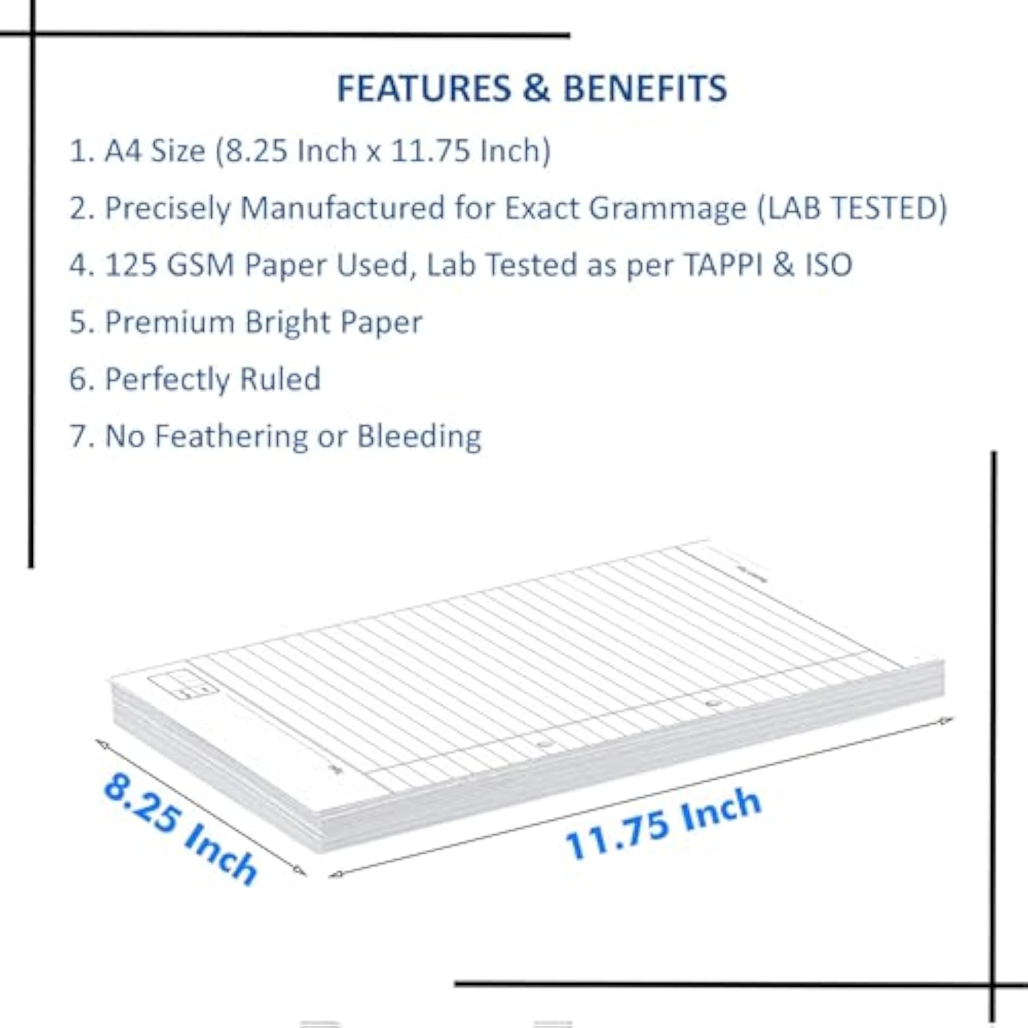 A4 Size 200 Sheets 125 Gsm Pre-Punched Loose Leaf Paper