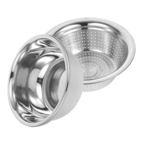 SOLUSTRE Cesta de Desagüe de Acero Inoxidable Doble Capa para Lavado y Almacenamiento de Diseño para Drenaje Rápido Resistente y Portátil para Cocina y Camping