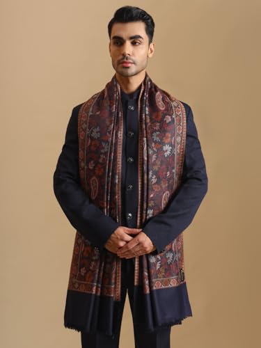 Image of Zamour Faux Pashmina Soft Jamawar Woven Jacquard Shawl for Men