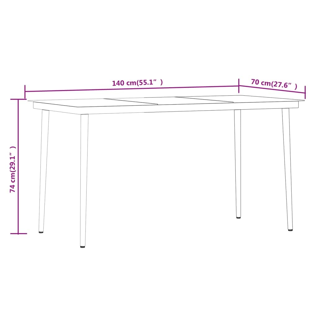 Juego de comedor de jardín de 5 piezas, color marrón y negro, con mesa de cristal y sillas de ratán sintético, marco de acero pulverizado, resistente al agua, hasta 110 kg por asiento, para