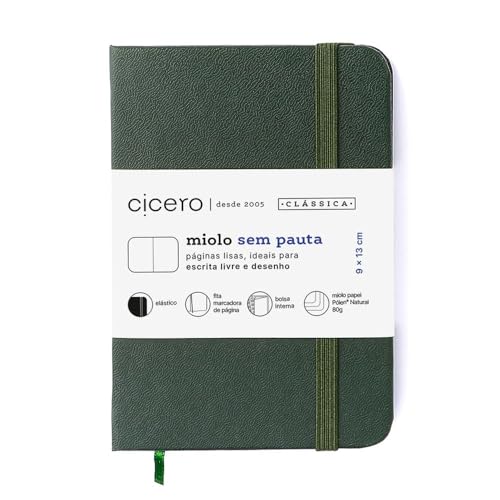 Caderneta Ciceros Clássica Sem Pauta 9X13 Verde Oliva, Cicero