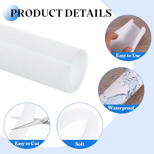 Miniatura 3 de Quarkzman 3 Pcs Tubo De Espuma Para Aislamiento De Tuberías De 1.26 Pulgadas Y 3.3 Pies, Cubiertas De Tubo Hueco Para Protección Contra La Tuberías De Agua Fría Y Caliente, Blanco Od 1.65