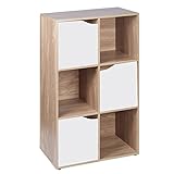 Meuble 6 cubes en chêne URBN Living Étagère de bibliothèque en bois modulaire - Effet de chêne 6 Cube Unit Portes blanches.