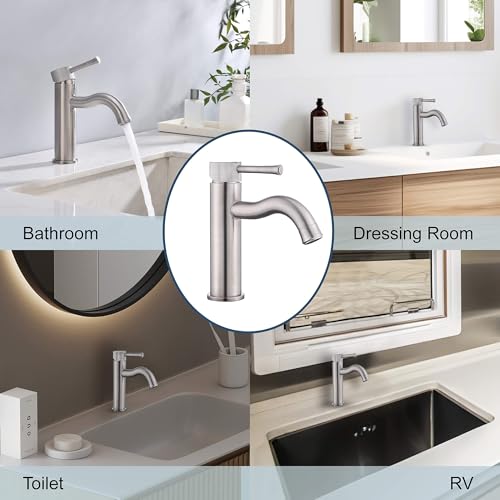 TRYSEA Brushed Nickel Bathroom Faucet,with Splash Sprayer Extender Aerator,Single Handle Vanity Sink,for Vanity Farmhouse and RV - image 5