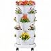 VECELO 5 Tier Vertical Garden Planter, Self Watering Stackable Planters with Wheels for Strawberries, Herbs, Flowers, Vegetables, White