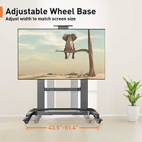 Perlegear Rolling Tv Stand For 55-100 Inch Flat Or Curved Tvs Up To 200 Lbs, Aluminum Heavy-Duty Mobile Tv Cart With Wheels, Adjustable Height Outdoor Tv Stand Max Vesa 1000X600Mm, Pgtvmc12 #TOP4