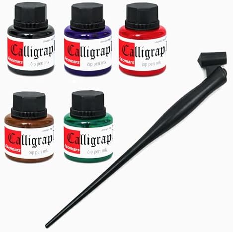 Isomars Calligraphy Ink Set of 5 with Free Oblique Pen Holder