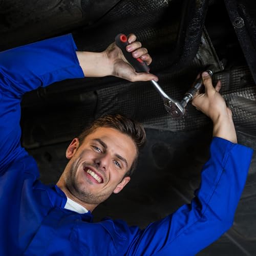 Retoo Zestaw kluczy nasadowych, narzędzia mechaniczne, nakrętki, różne rozmiary kluczy nasadowych z grzechotką, w skrzynce, zestaw bitów do naprawy w domu i DIY, uniwersalny, 46 elementów, niebieski