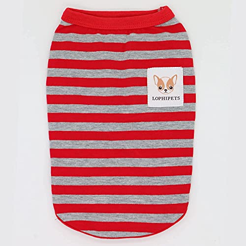 Lophipets 100% Cotton Striped Dog Shirts For Small Dogs Chihuahua Puppy Clothes Tank Vest-Red And Gray Strips/Xxs #TOP3