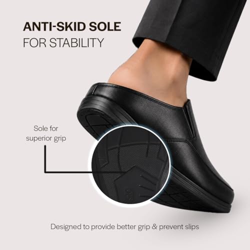 Image of FAUSTO Men Formal Back Open Memory Cushioned Insole Slip On Shoes | Office, Meetings, Event Slip Ons with Comfort All Day Long | Semi Formal Outfit Shoe, Anti Skid Rubber Sole