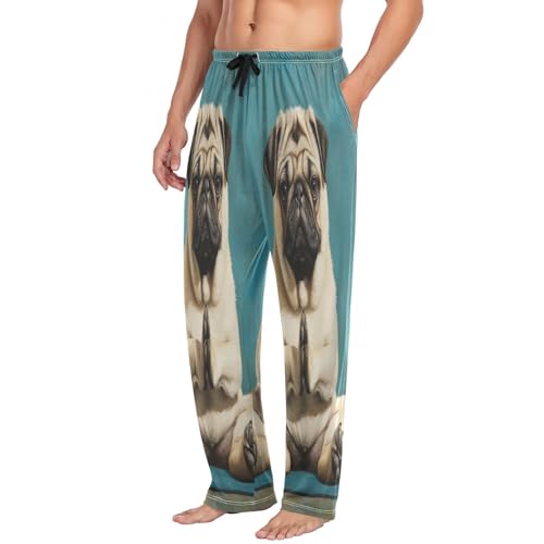 ALAZA Men's Funny Pug Dog Yoga Sleep Pajama Pant4