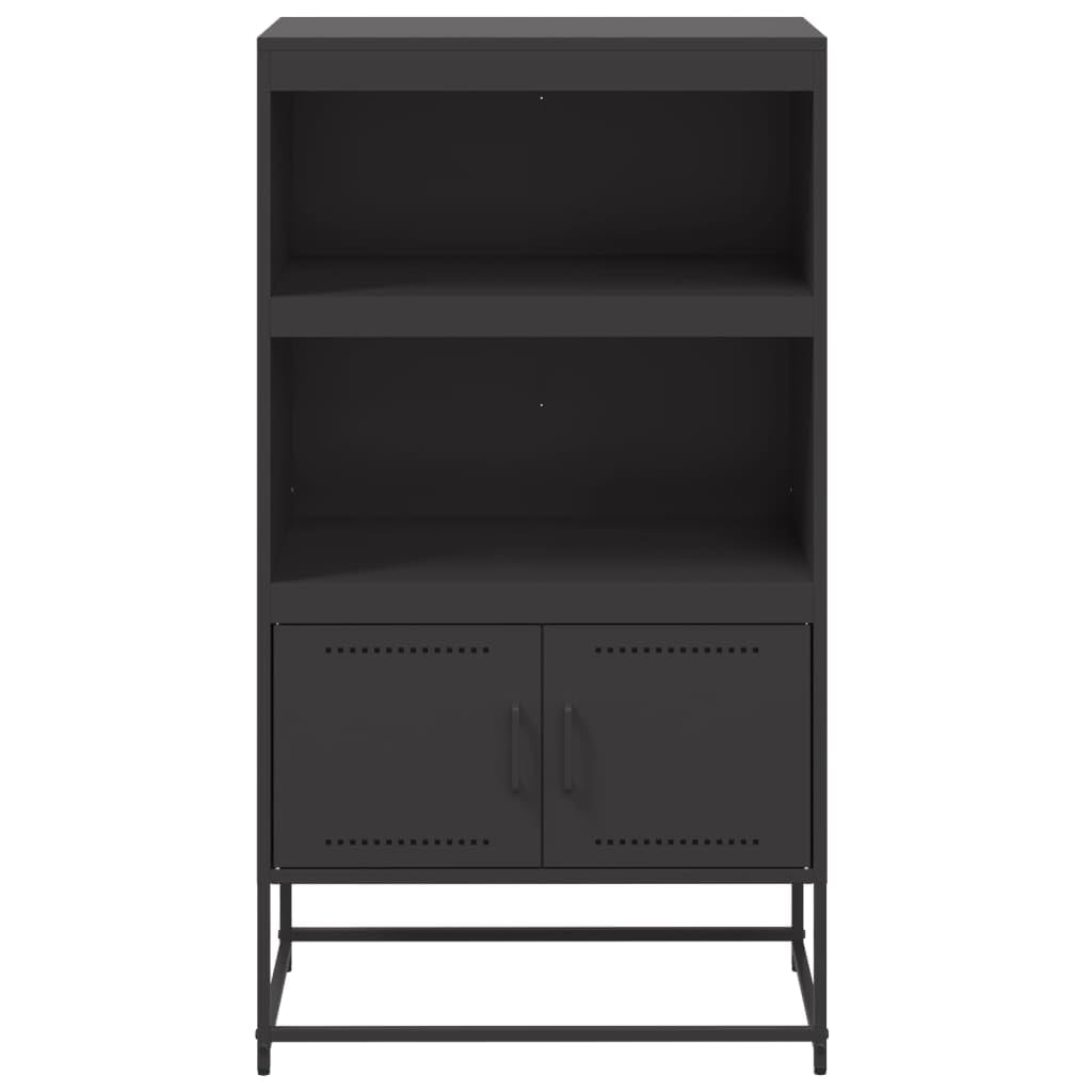 Armadio alto nero, 68,5 x 38,5 x 123,5 cm, in metallo con ante