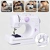 Sewing Machine for Beginners with UK Plug - 12 Built-in Stitches, Foot Pedal & Battery Power, LED Light, Easy Thread Cutter (Purple, L)