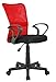 SixBros. Bürostuhl,Schreibtischstuhl, Drehstuhl für’s Büro oder Kinderzimmer, stufenlos höhenverstellbar mit Armlehnen, Schreibtischstuhl für Kinder aus Stoff, rot/schwarz, H-298F-2/2121